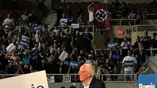 Protestor Escorted Out Of Bernie Sanders Campaign Rally For Displaying Nazi Flag