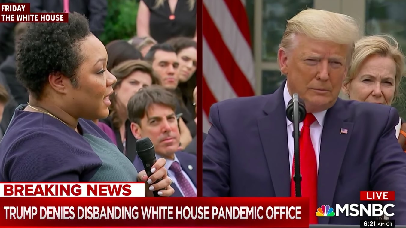 PBS Reporter Yamiche Alcindor Grills Trump About Disbanding Pandemic Response Team, Trump Calls Her Question 'Nasty'