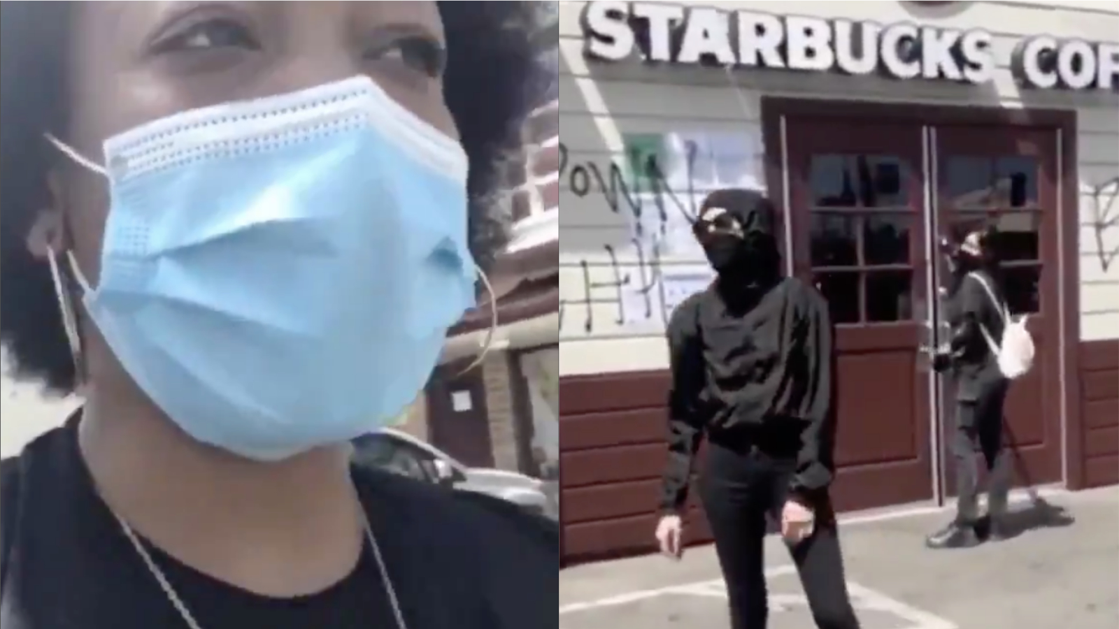 White Woman Tagging LA Starbucks With 'BLM' Confronted By Black Women: 'They Going To Blame That On Us'