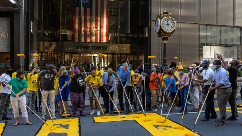 Poetic Justice Is The Exonerated 5 Helping Paint The BLM Mural Outside Of Trump Tower