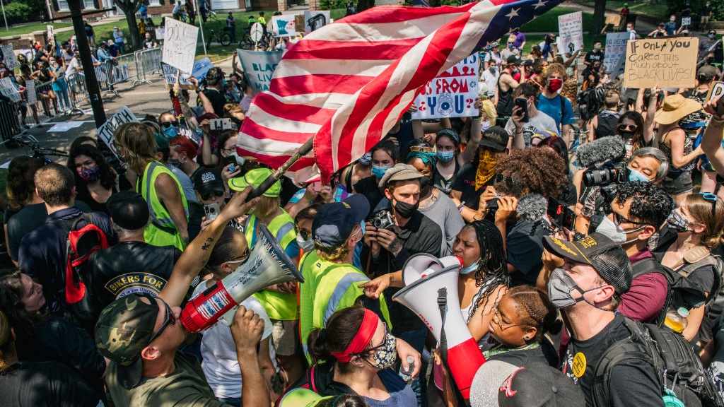 Pro-Police Protesters And BLM Demonstrators Clash At 'Back The Blue' Rally In Colorado