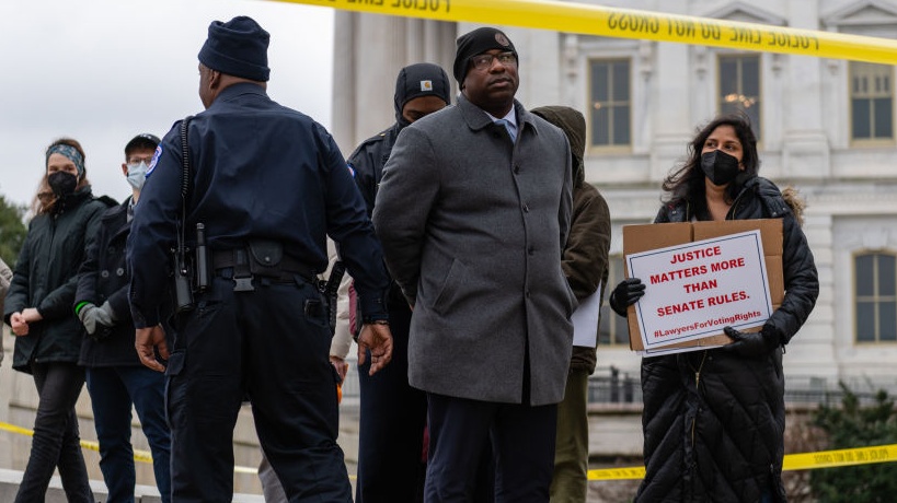 Congressman Jamaal Bowman Arrested While Protesting For Voting Rights Legislation