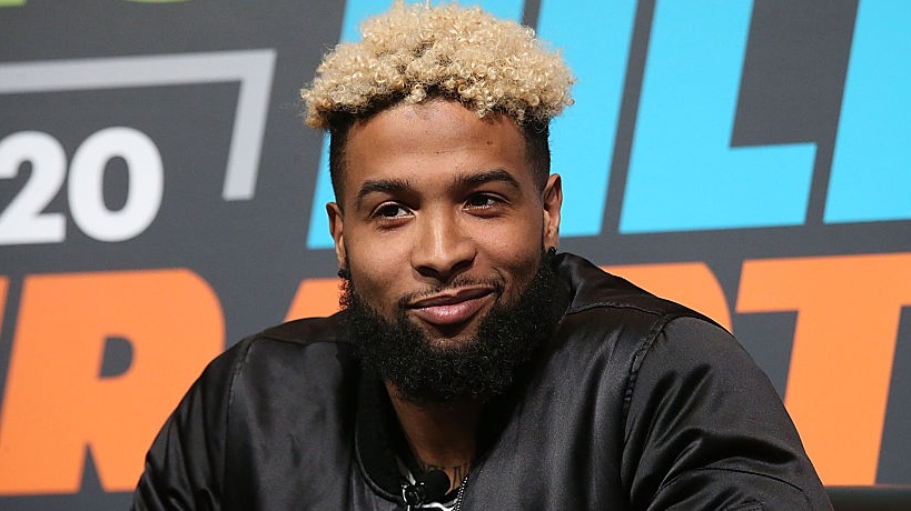 Odell Beckham Jr. Kisses Pregnant Girlfriend's Baby Bump at Super Bowl