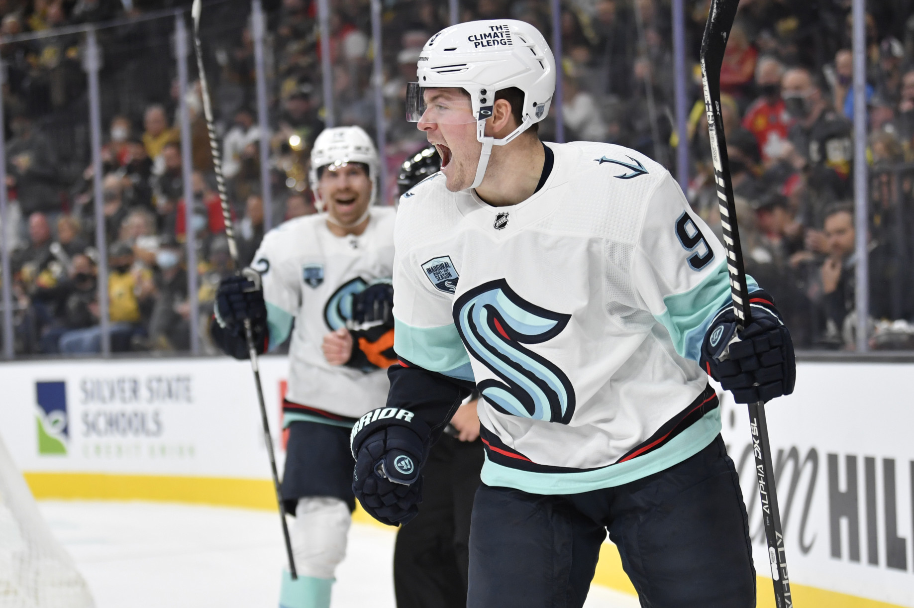 Ryan Donato of the Seattle Kraken scores the game-winning shootout