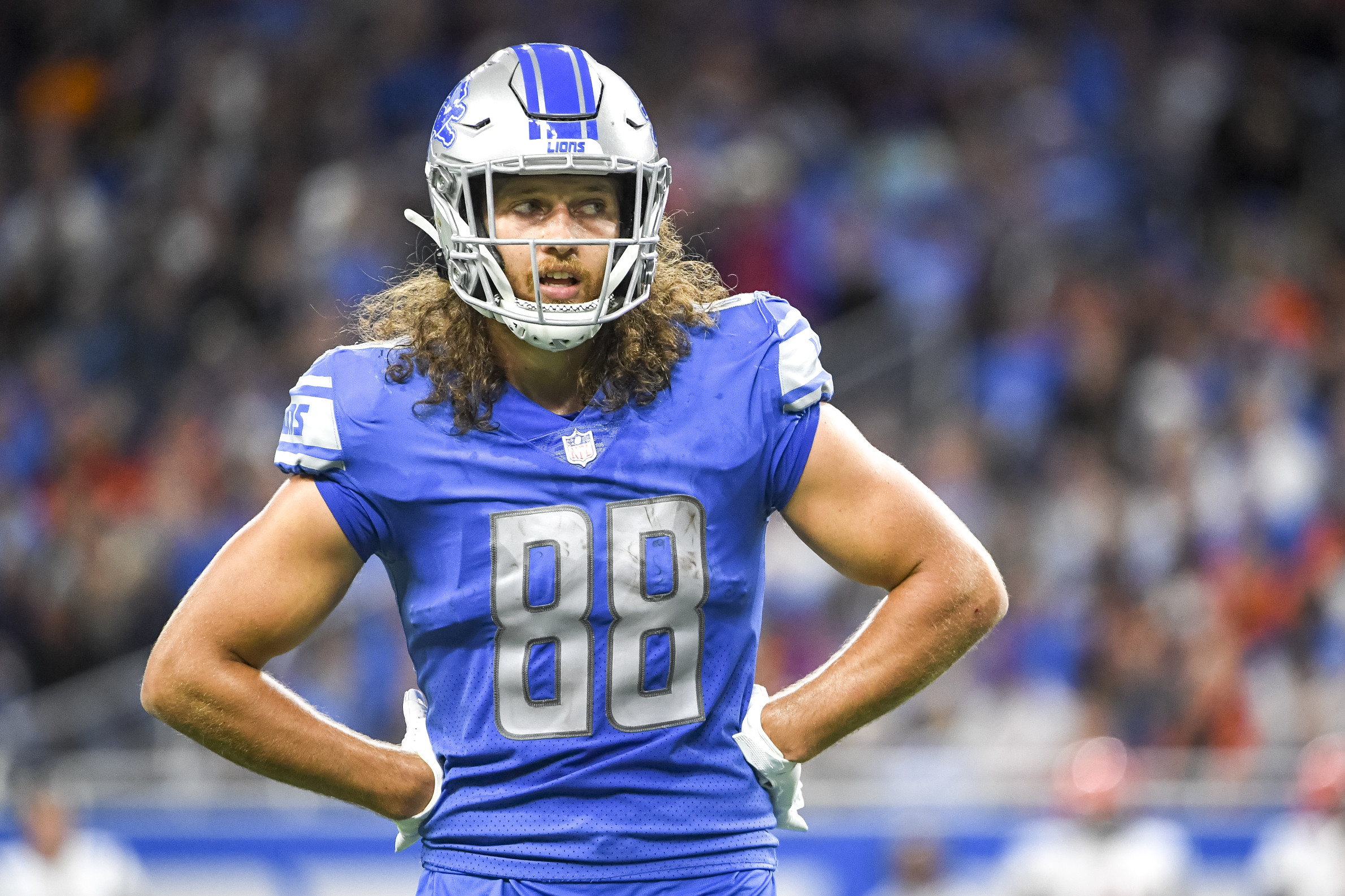 AP source: Lions' Hockenson had season-ending thumb surgery