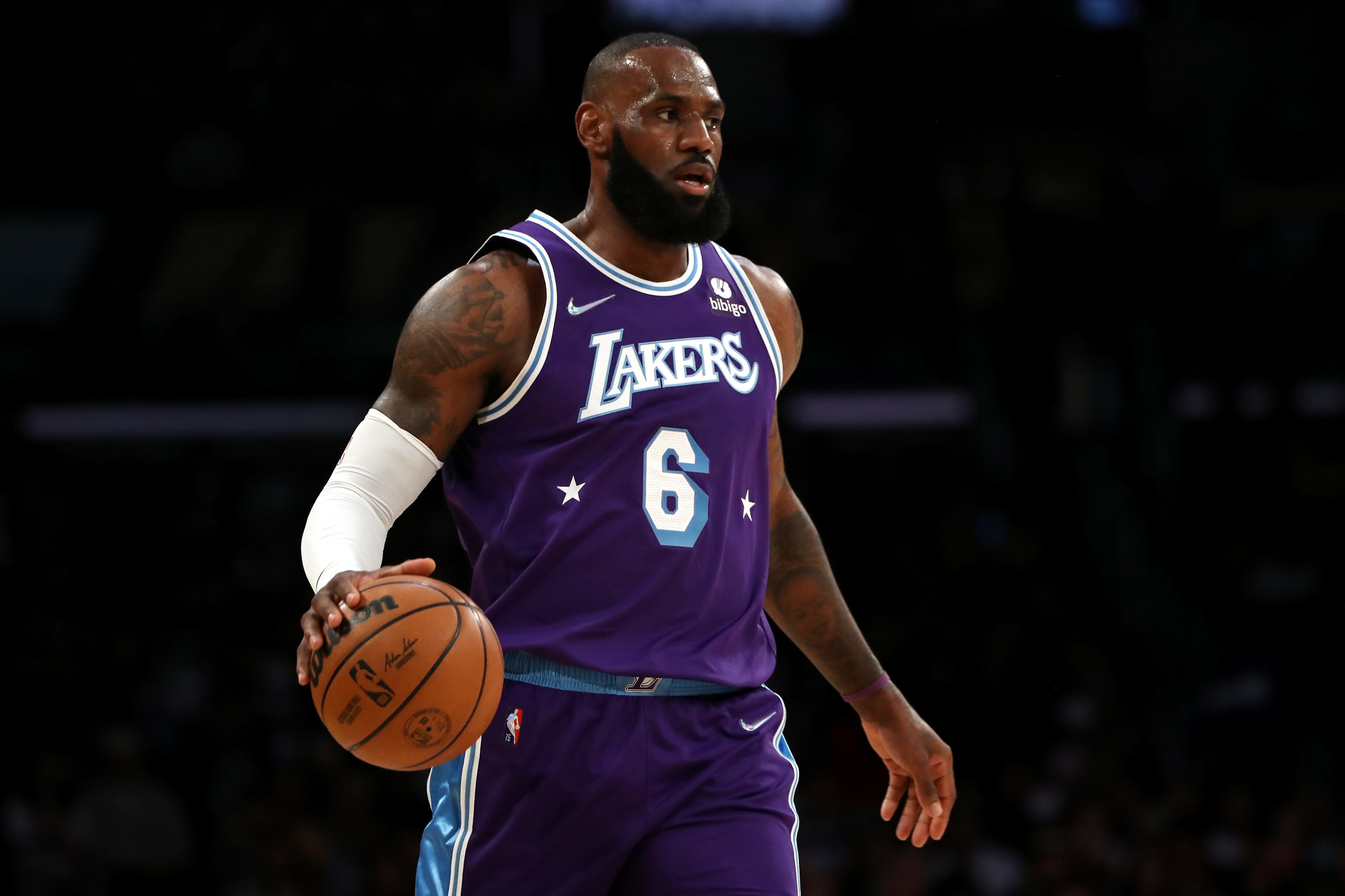 Ben Golliver on X: Lakers' LeBron James in the purple No. 6