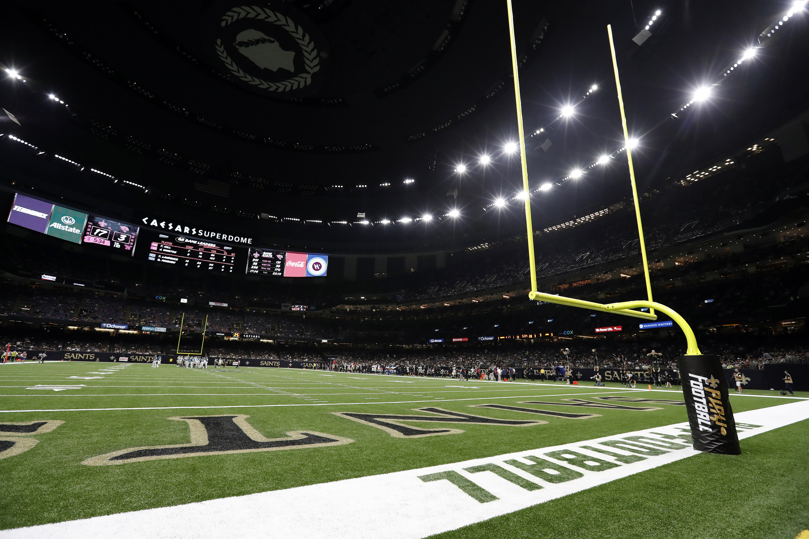 Saints' Caesars Superdome roof catches fire