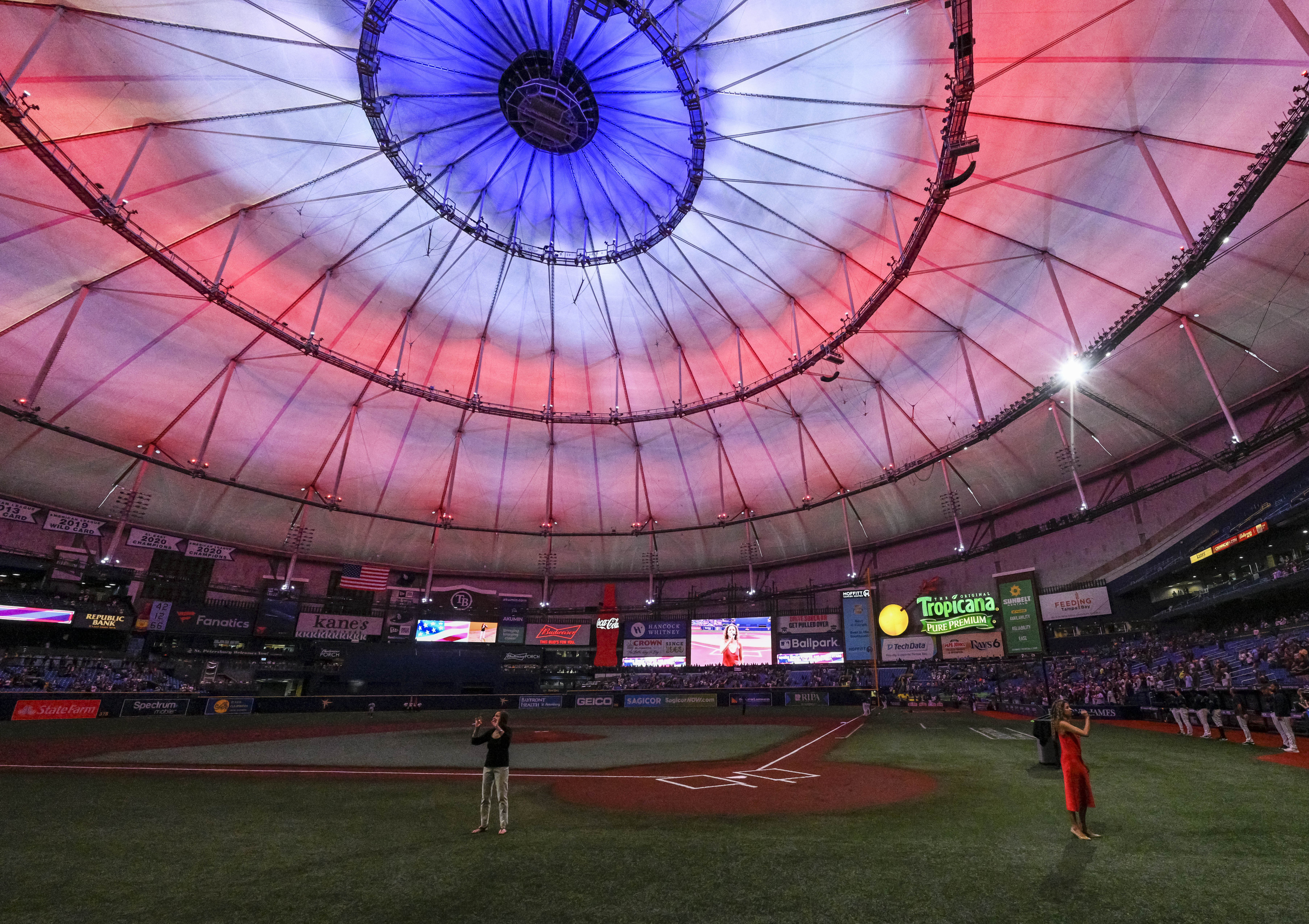 Tropicana Field Roof Lights After a Win