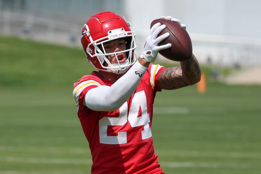 Kansas City Chiefs wide receivers Skyy Moore (24) and Corey