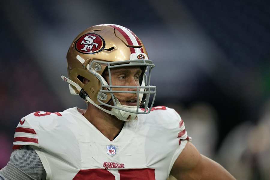 George Kittle injury update: 49ers TE misses practice due to adductor  strain - DraftKings Network