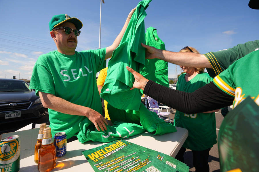 Athletics fan-made 'sell' shirts worn at the reverse boycott are heading to  the Baseball Hall of Fame