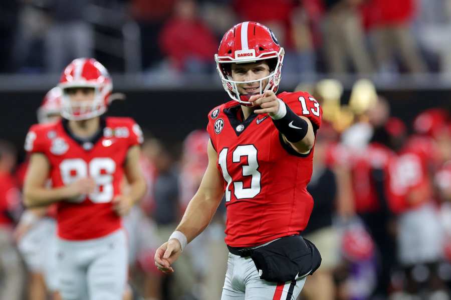 Georgia Bulldogs #13 Stetson Bennett 3-Times CFP National Champions Jersey  Black MVP Uniform - Top Smart Design