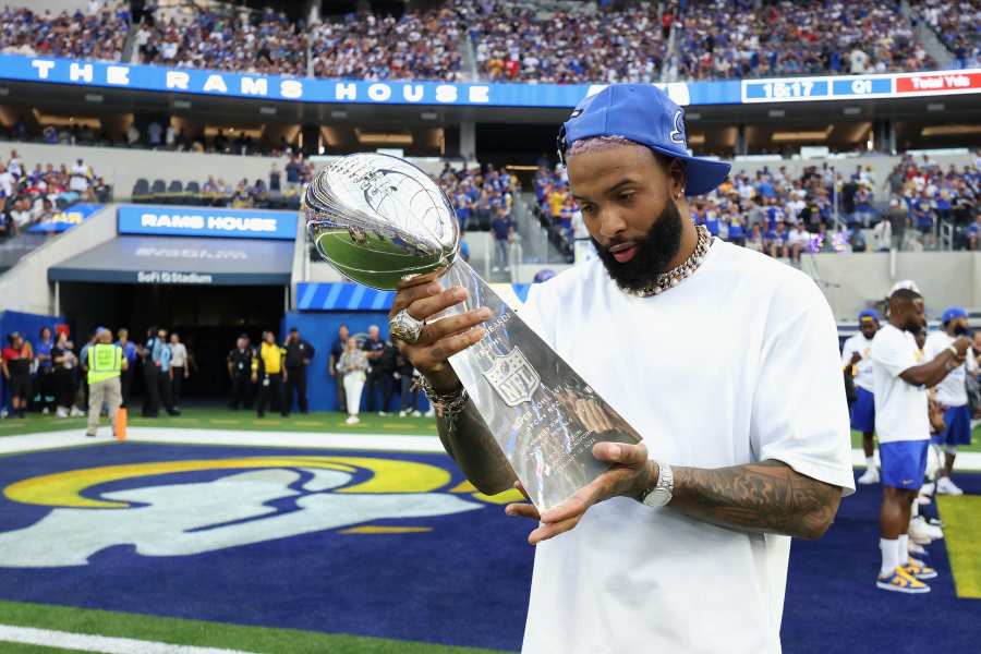 Odell Beckham Jr. Hoists Lombardi Trophy at Rams' Opener vs. Bills amid  Injury Rehab, News, Scores, Highlights, Stats, and Rumors