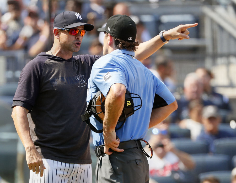 Even after his latest ejection, Yankees manager Aaron Boone doesn't want  robo umps