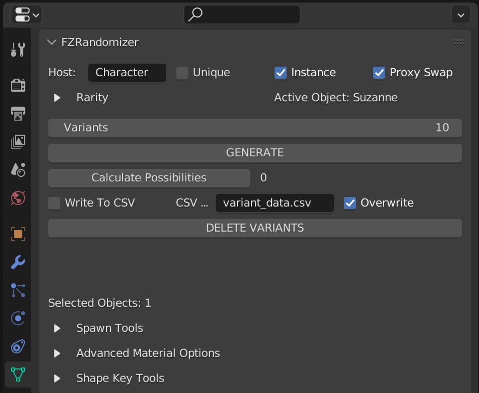 FZRandomizer settings panel