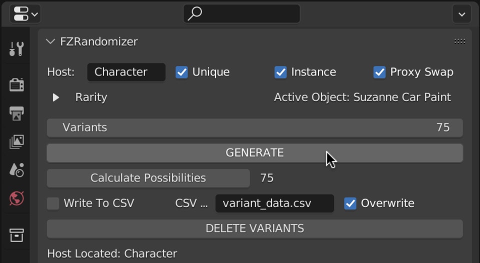 Hitting the GENERATE button