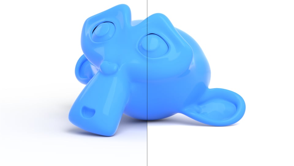 The accurate shadow on the left and a very washed out shadow on the right