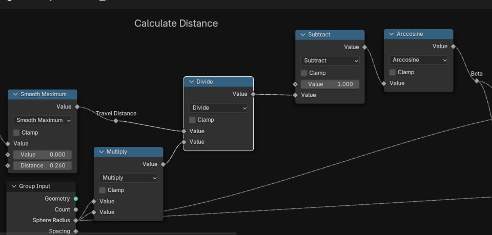 Calculating the point travel distance along the sphere