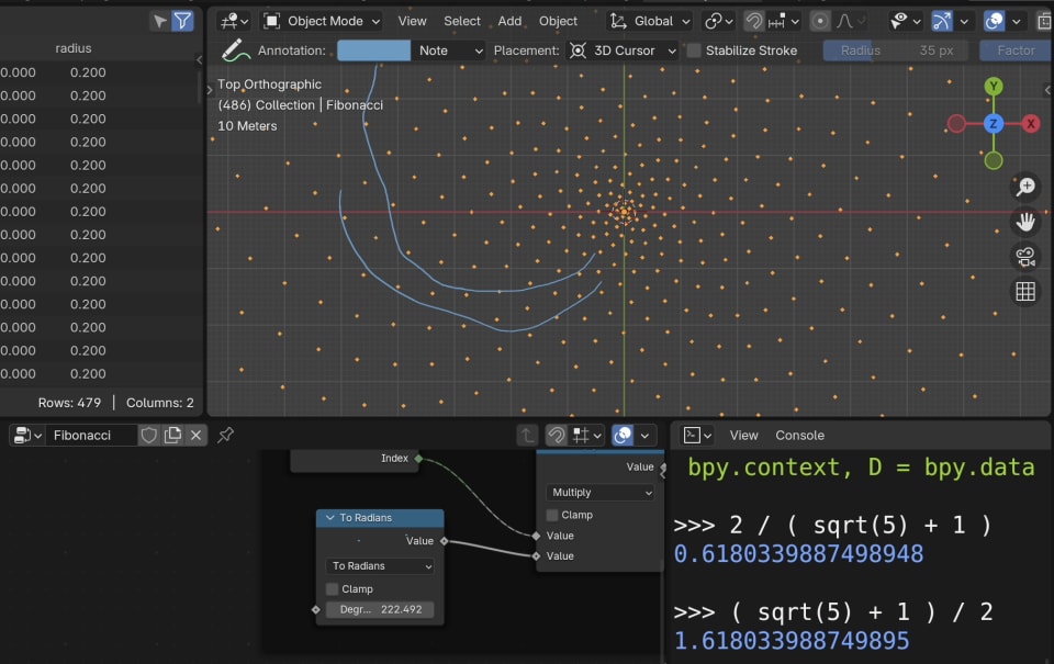 Evenly distributed points using the Golden Angle