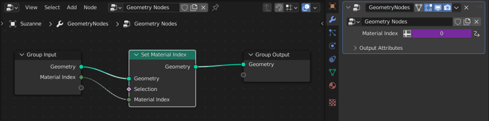 Geometry Nodes setup to easily switch materials