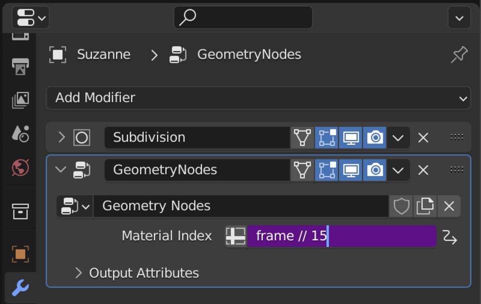 The final driver expression to switch materials