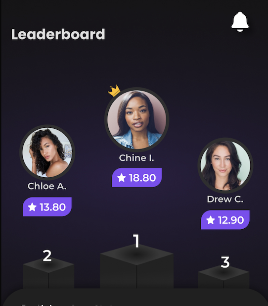 The GymBuddy app's leaderboard