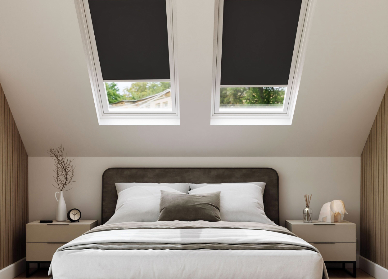 Roof-blind-home-office  Skylight shade, Loft room, Attic remodel