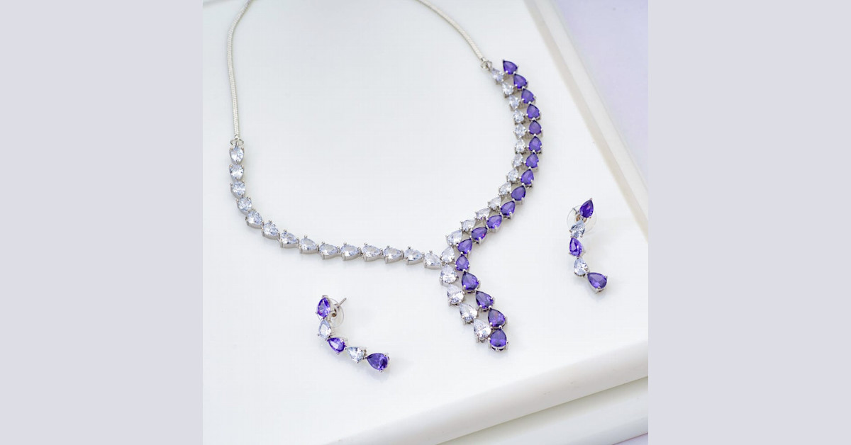 Purple Necklace Set - Necklace Set for Gowns - Wish-teria Necklace Set ...
