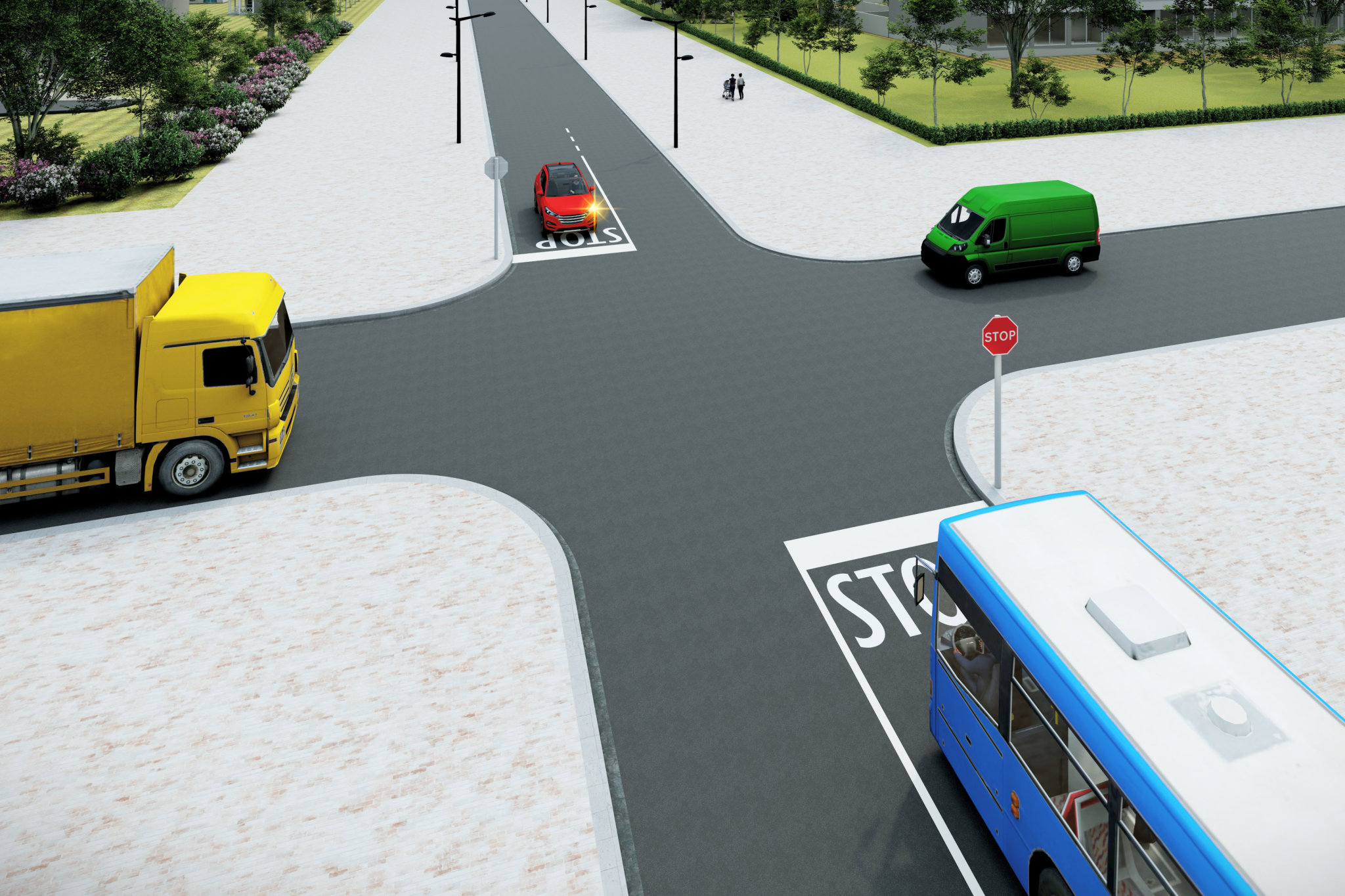 Theoriefrage für Auto & Motorrad: Vortritt an Kreuzung