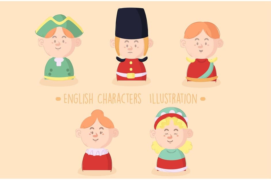 ilustração de 5 personagens britânicos