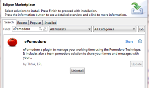 ePomodoro on the Eclipse Marketplace
