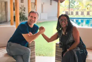 O empresário Luigi Rotunno e a atriz Claudia Di Moura planejam ações de arte e cultura para a Costa do Descobrimento