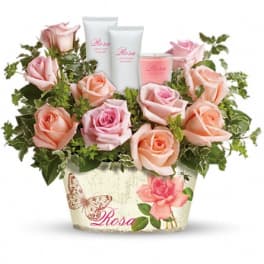 Teleflora S Rosy Delights Gift Bouquet In San Mateo Ca Dana S Flower Basket