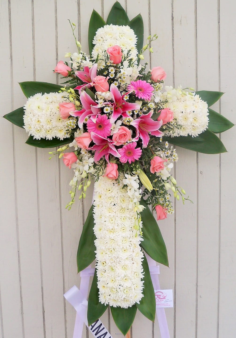 Funeral Cross (Sympathy) by Honey Bee Flowers