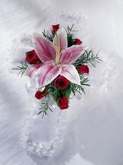 Spiritual Tribute Cross Pillow By Carmel Flower Shop Inc