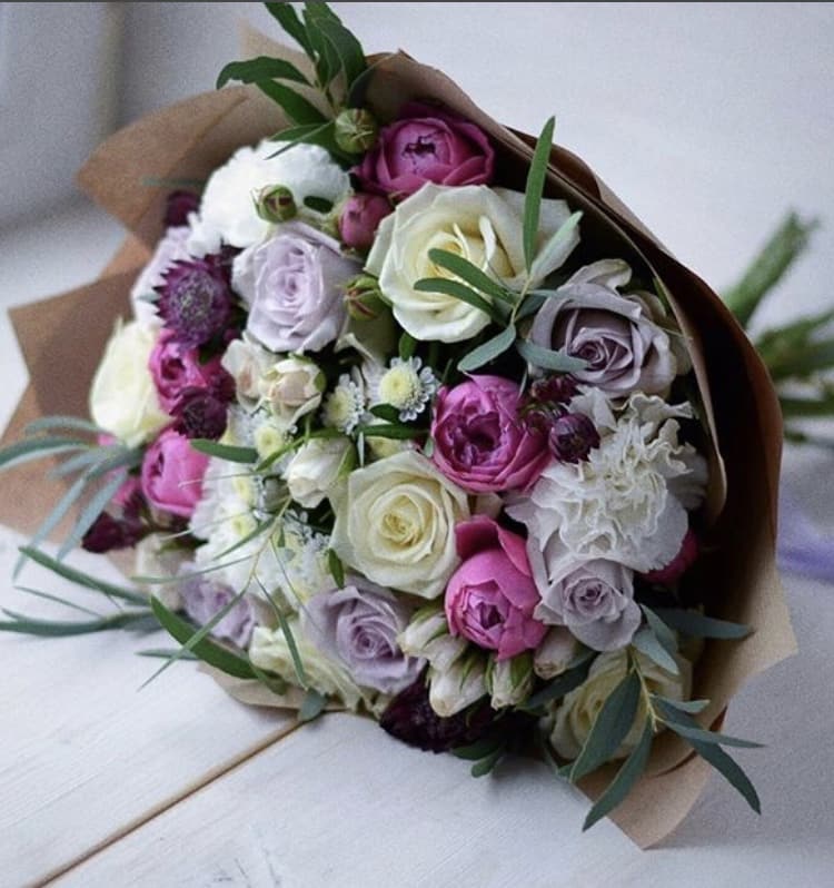 lovely bouquet flower bouquet brown paper