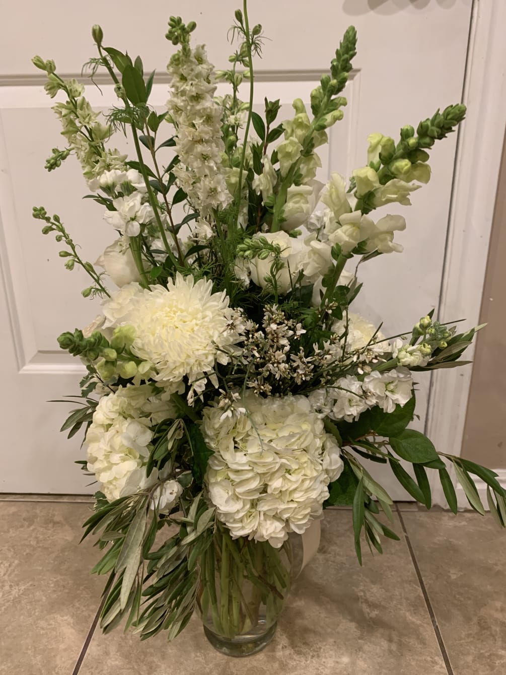 Classic All White Arrangement By Junebug Floral Design