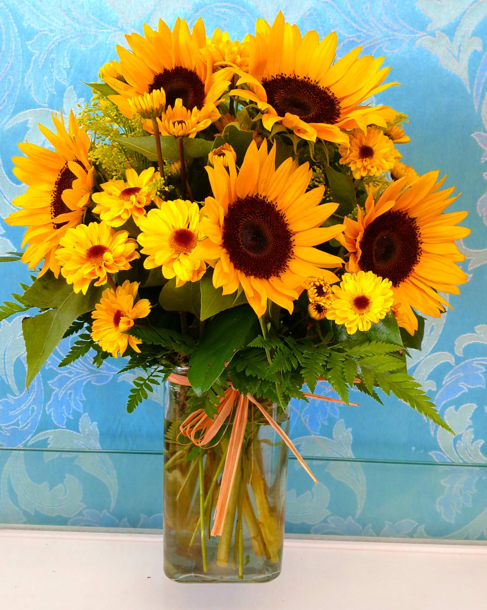 Delightful Sunflower Vase Bouquet by Chita's Floral Designs