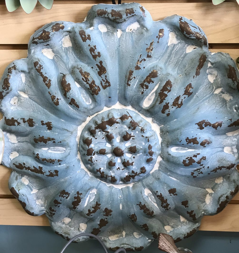 Large Blue Metal Wall Decoration By A Wildflower Shop