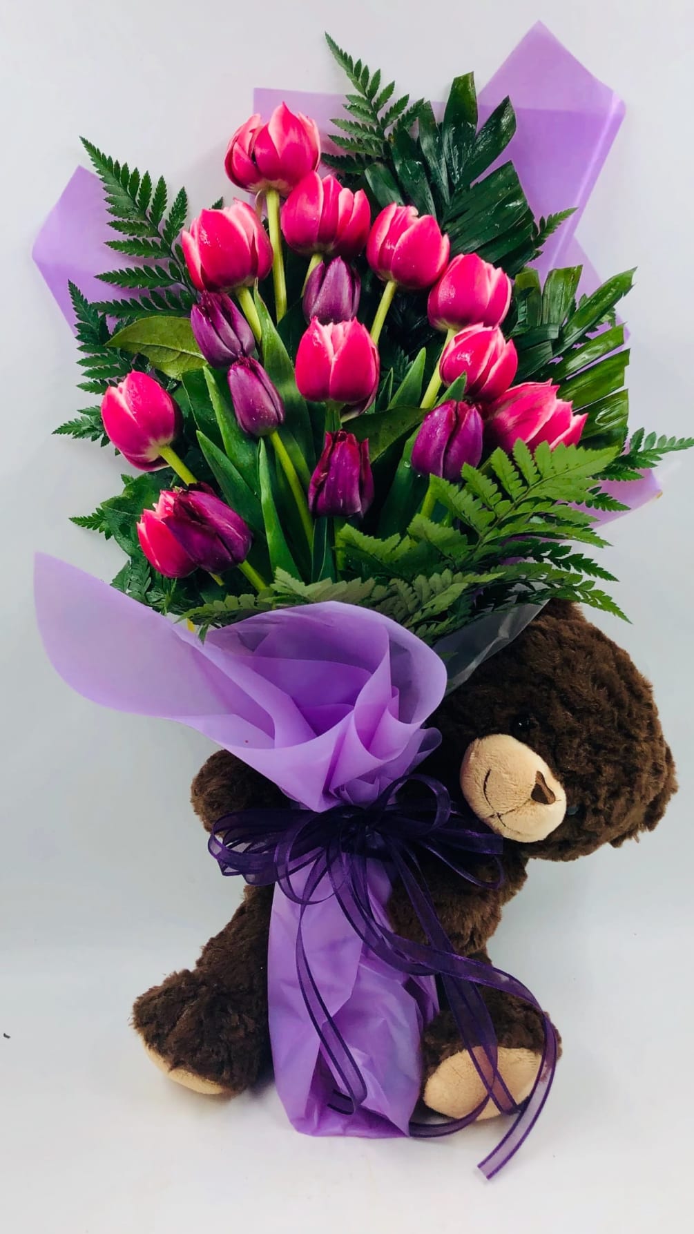 beautiful flowers with teddy bear