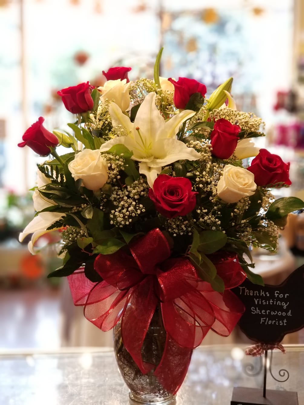 Romantic Roses Lilies By Sherwood Florist