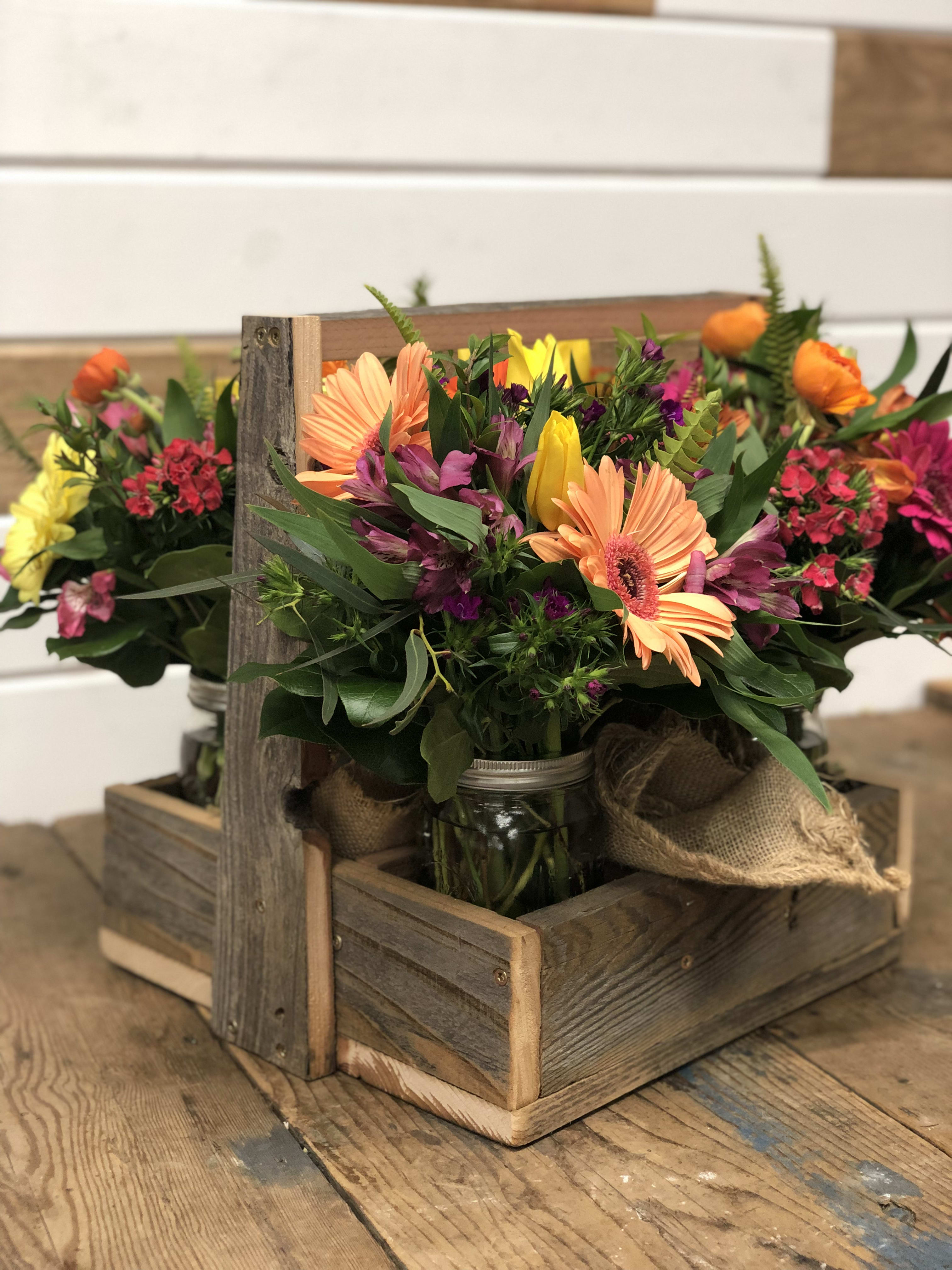 4 Pack Mason Jar Arrangements in Modesto, CA | Fresh Ideas Flower Co