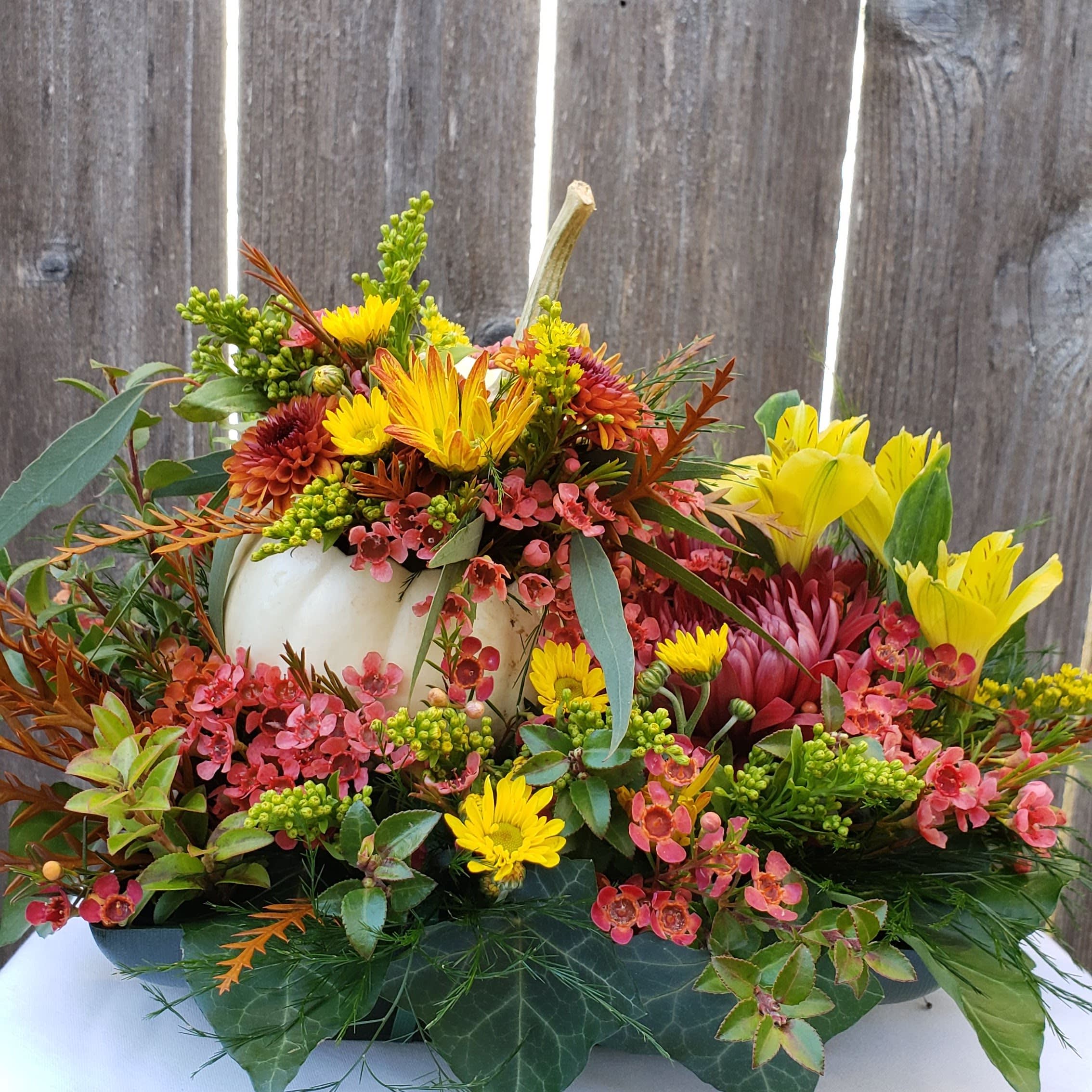 Fall Pumpkin Flower Arrangement in Olympia, WA | Specialty ...