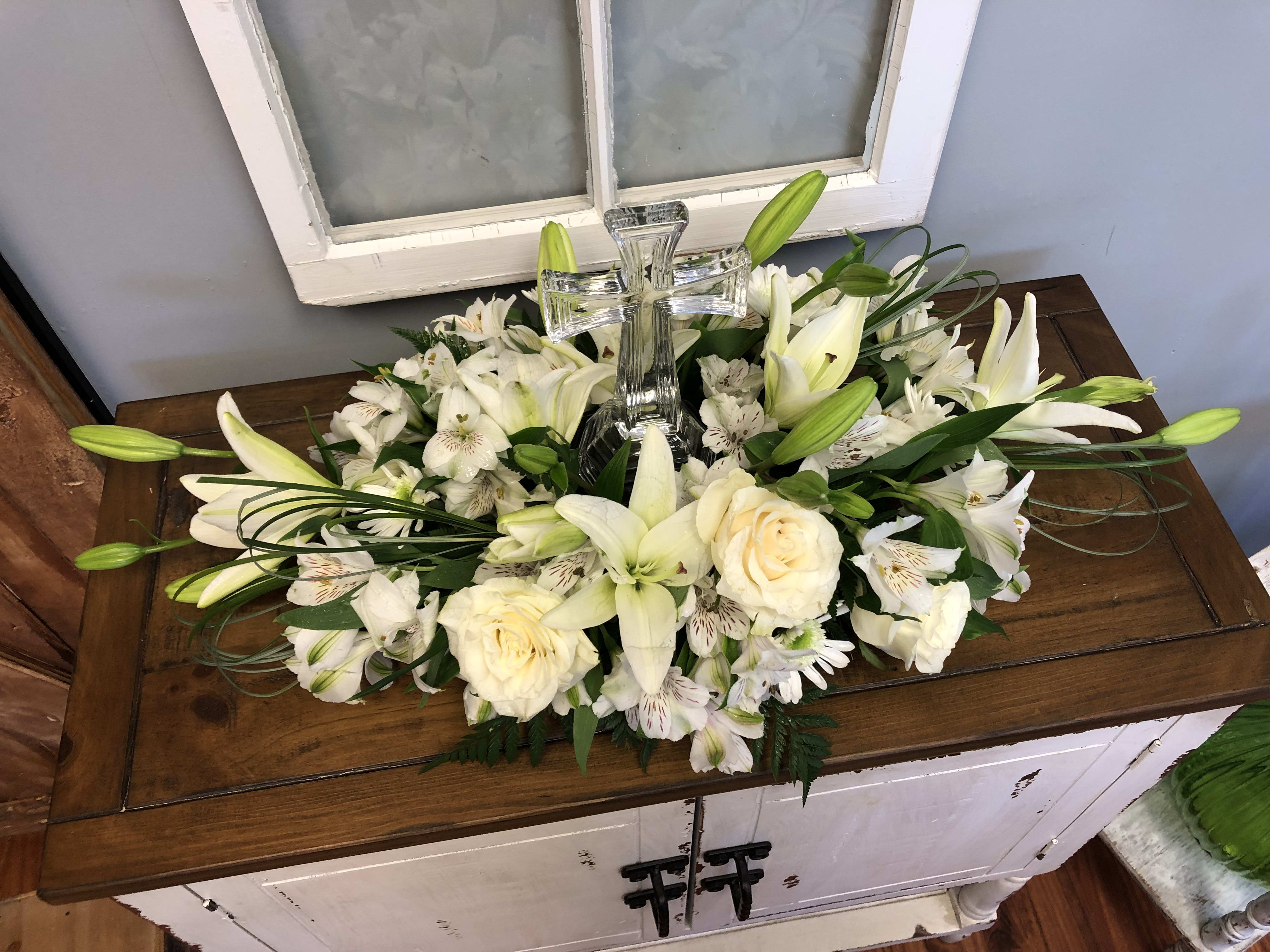 Glass Cross Sympathy Centerpiece in Murfreesboro, TN Enchanted Flower
