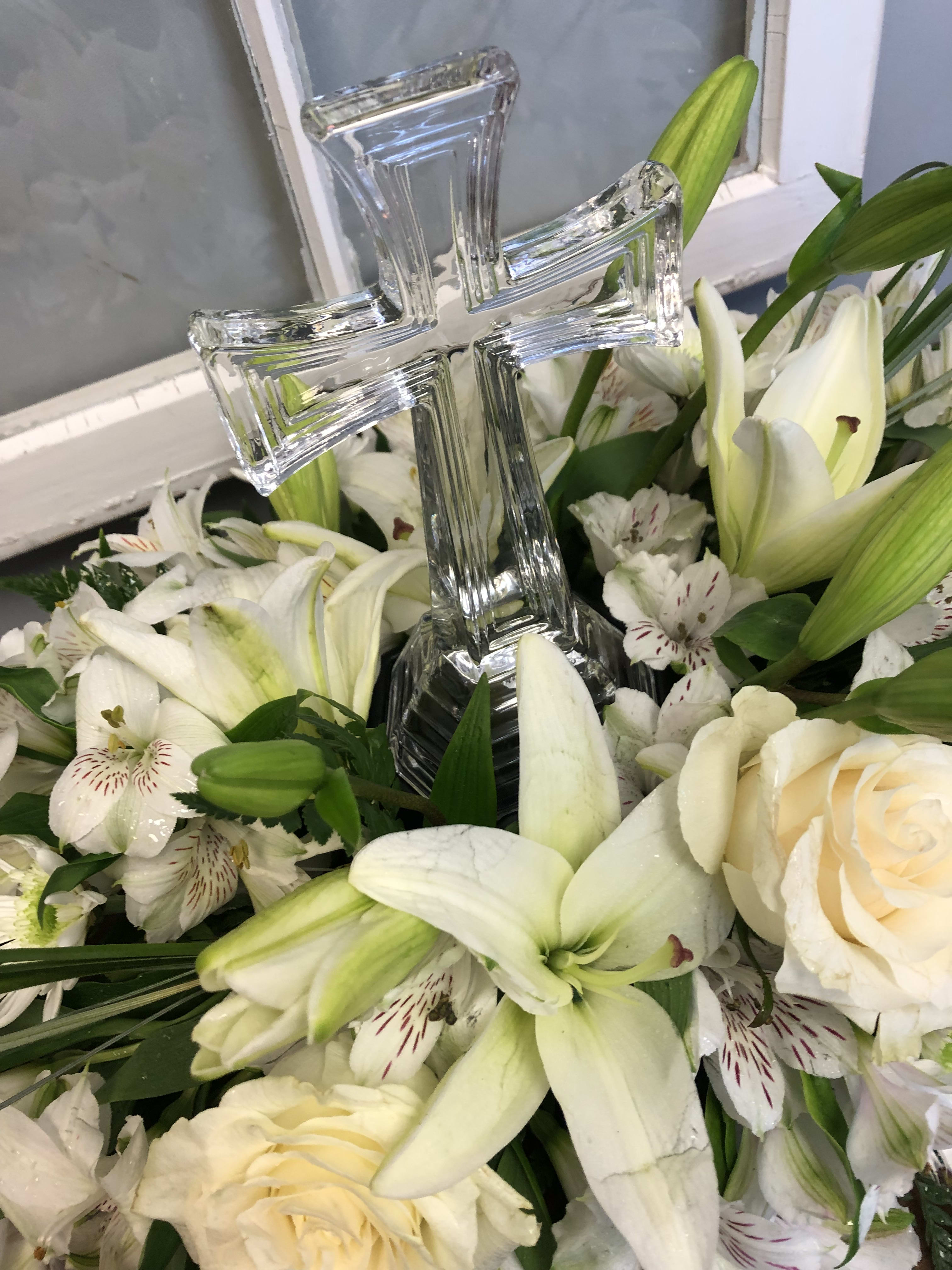 Glass Cross Sympathy Centerpiece in Murfreesboro, TN Enchanted Flower