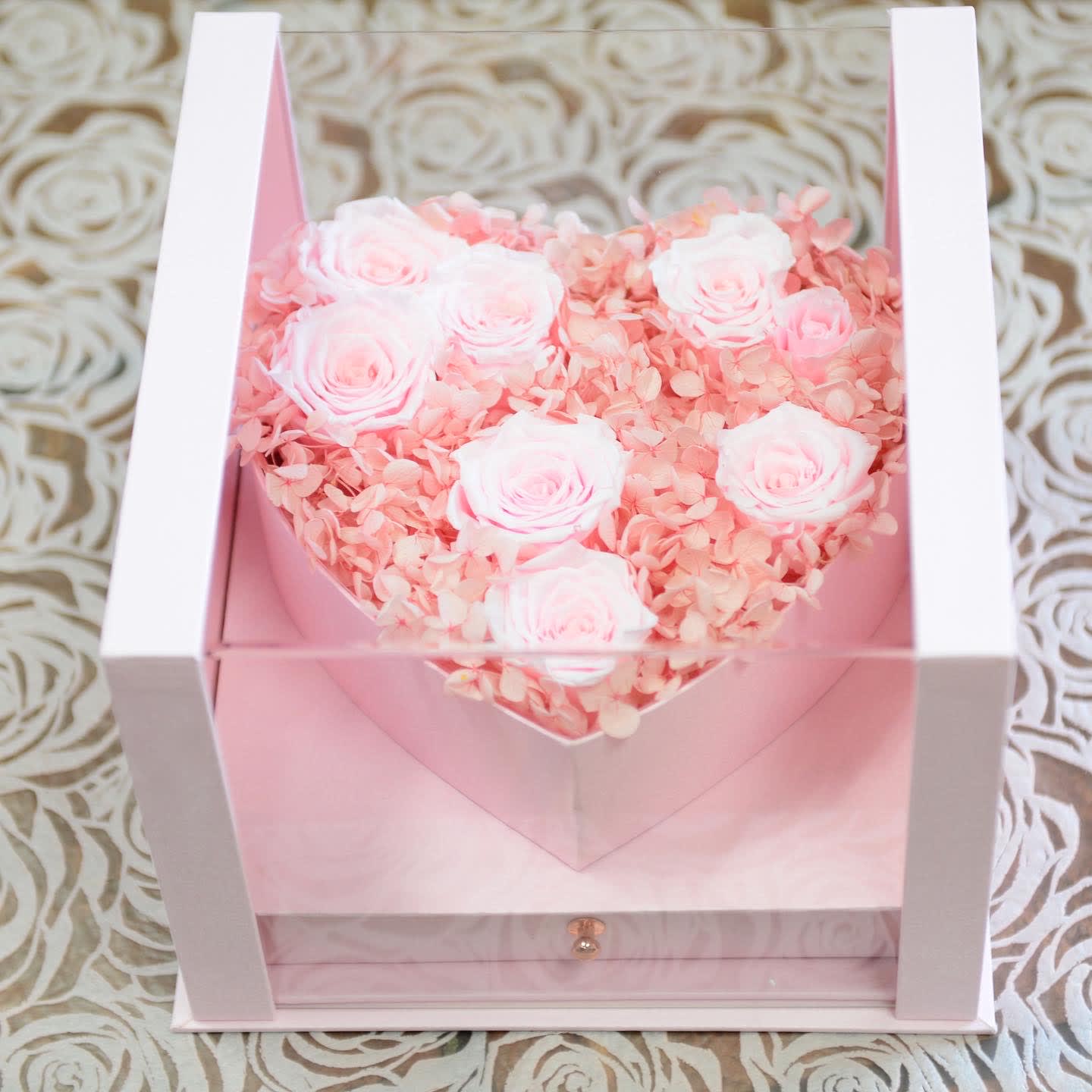 Preserved flowers in a heart box in Highland, CA Hilton's Flowers