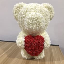 roses made into a teddy bear