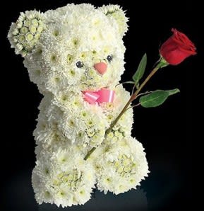 teddy bear of flowers