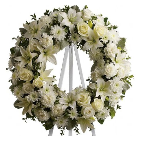 White Funeral Wreath In Metter Ga The Flower Gallery