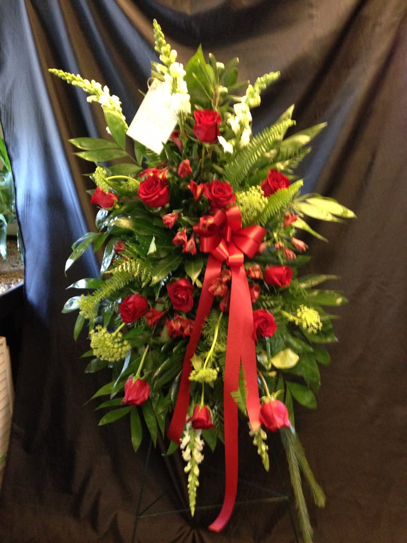Red roses sympathy spray in Charleston, SC The Greenery Florist